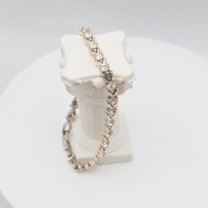 Vtg NINA RICCI Tennis Bracelet Cubic Zirconia Silver Finish Avon 7.5" FREE $hip!